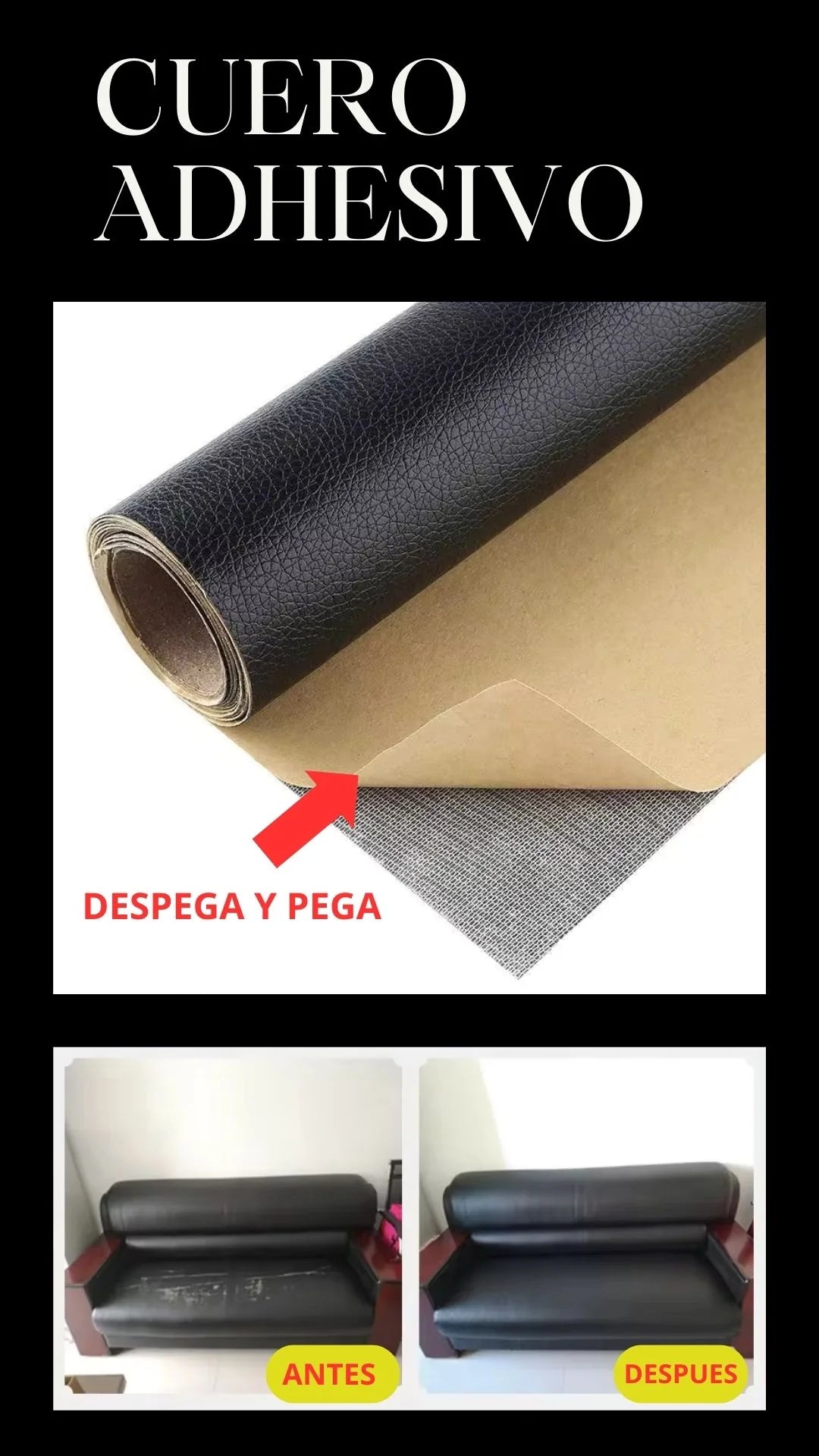 PARCHE ADHESIVO DE CUERO - NEGRO